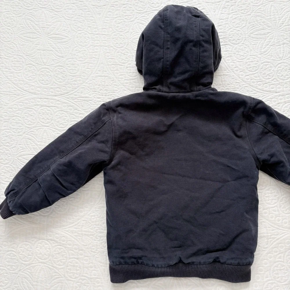 Carhartt Boys' Duck Canvas Active Jacket with Quilted Lining, Black (Sz S / 7-8)